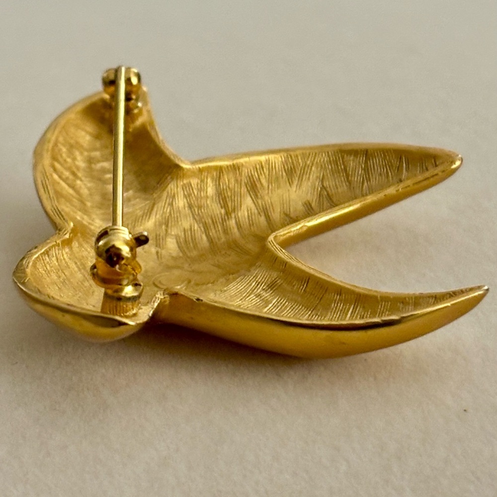 Anne Klein Vintage Brooch Gold-Tone abstract Matte Pin designer office formal - Picture 8 of 9